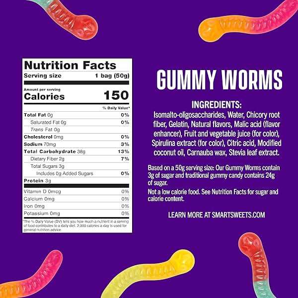 SmartSweets Gummy Worms, Gluten Free Gummies, Healthy Snacks for Adults & Kids, Fun Chewy Candy, Low Calorie, Low Sugar, Fruit Flavored Snack, No Artificial Sweeteners, 50g Bags, 14 Pack - Image 3