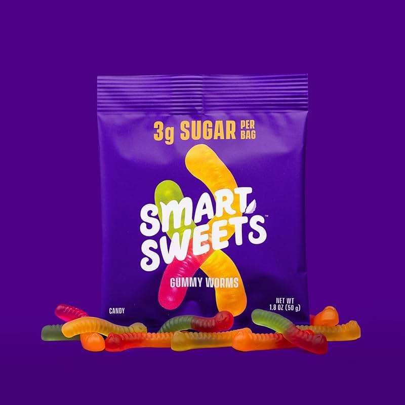 SmartSweets Gummy Worms, Gluten Free Gummies, Healthy Snacks for Adults & Kids, Fun Chewy Candy, Low Calorie, Low Sugar, Fruit Flavored Snack, No Artificial Sweeteners, 50g Bags, 14 Pack - Image 7