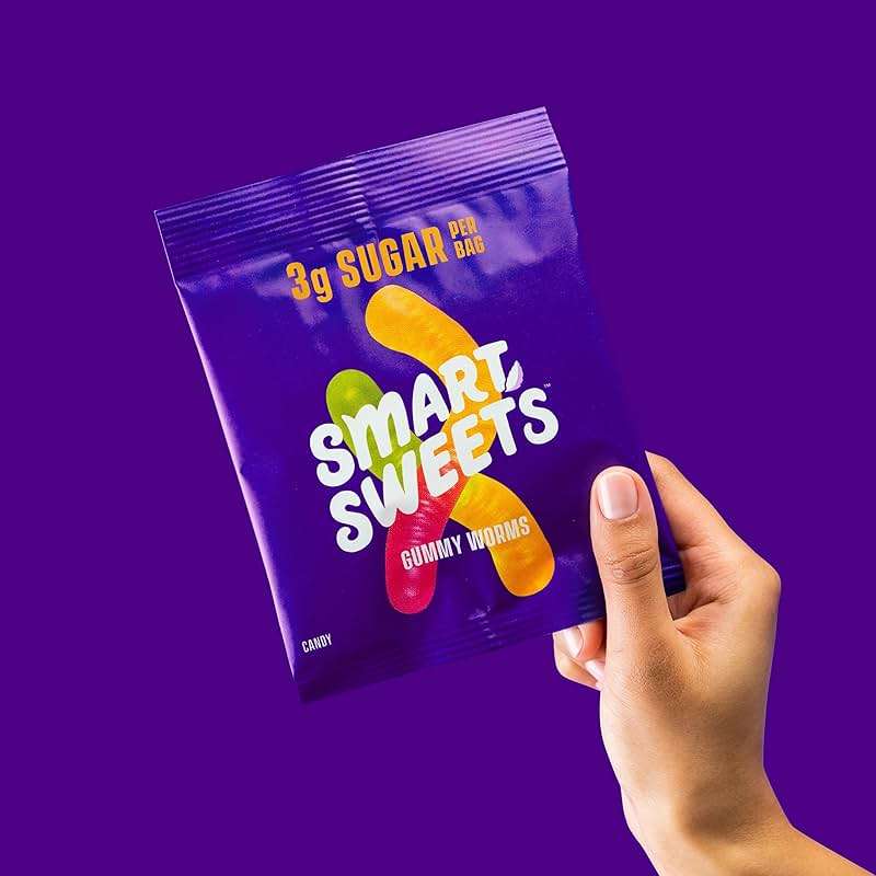 SmartSweets Gummy Worms, Gluten Free Gummies, Healthy Snacks for Adults & Kids, Fun Chewy Candy, Low Calorie, Low Sugar, Fruit Flavored Snack, No Artificial Sweeteners, 50g Bags, 14 Pack - Image 8