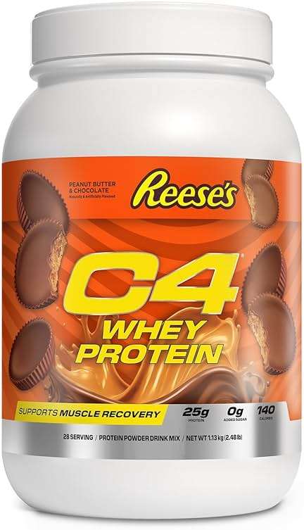 C4 Whey Protein Powder, Reese's Peanut Butter & Chocolate - 25g Protein, 0g Added Sugar, 140 Calories Per Serving, Supports Muscle Recovery, 28 Servings, Premium Whey for Post-Workout - Image 1