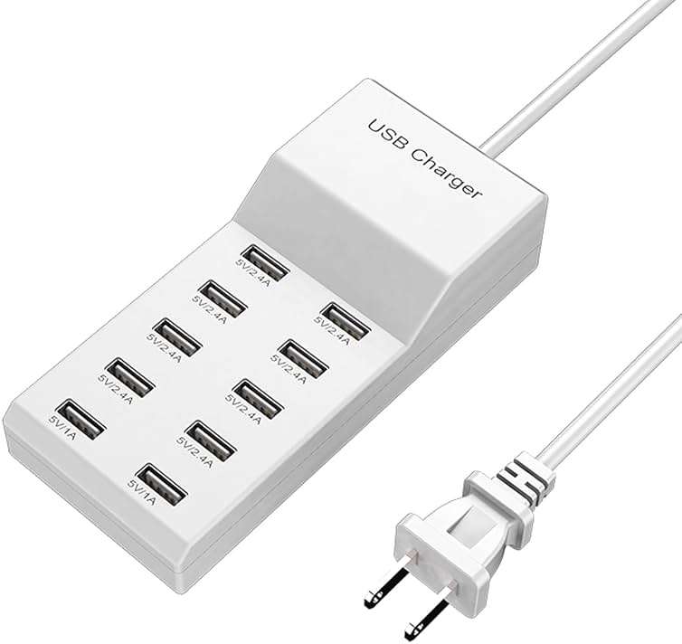 USB 10 Port Desktop Portable Charging Station, Suitable for Charging Multiple Devices simultaneously, Super Compatible with Mobile Phones, Tablets, Bluetooth Earphones, and Other USB Charging Devices - Image 1