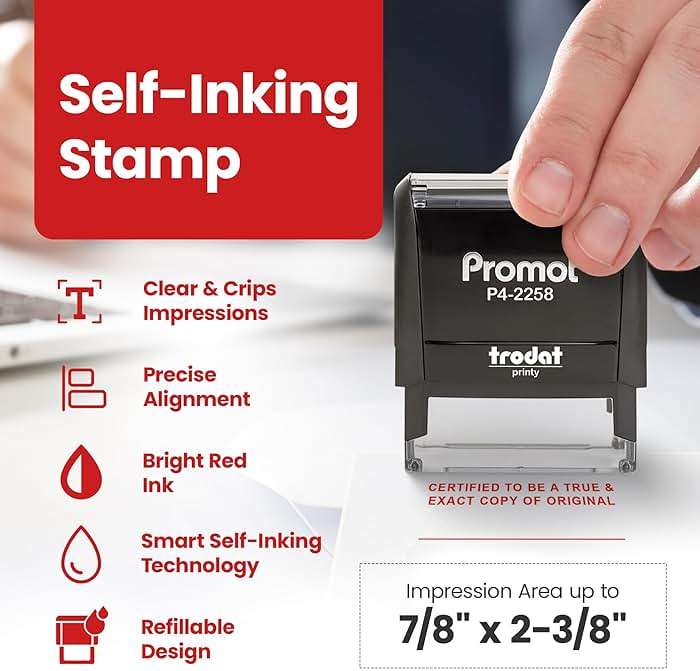 Promot Certified to Be A True & Exact Copy of Original - Self Inking Rubber Stamp - Ink Stamps - Image 2