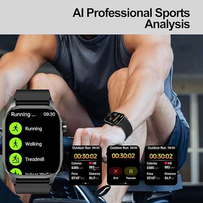 Smart Watch for Men Women, 2.04" AMOLED Color Screen, 24/7 Heart Rate, Blood Oxygen, Blood Pressure, Sleep and Stress Health Monitor, Blood and Body Composition Insights, 150 Sports Modes (Black) - Image 6