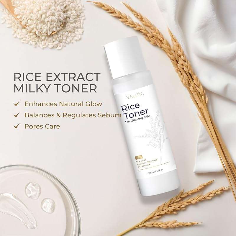 VALITIC Rice Toner - 75 Rice Extract Milky Toner for Face with Niacinamide, Heartleaf, Witch Hazel and Chamomile Essence - Facial Glass Skin Hydrating Skin Care - 200 ml, 6.76 fl oz - Image 2