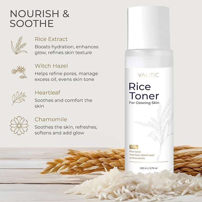 VALITIC Rice Toner - 75 Rice Extract Milky Toner for Face with Niacinamide, Heartleaf, Witch Hazel and Chamomile Essence - Facial Glass Skin Hydrating Skin Care - 200 ml, 6.76 fl oz - Image 4
