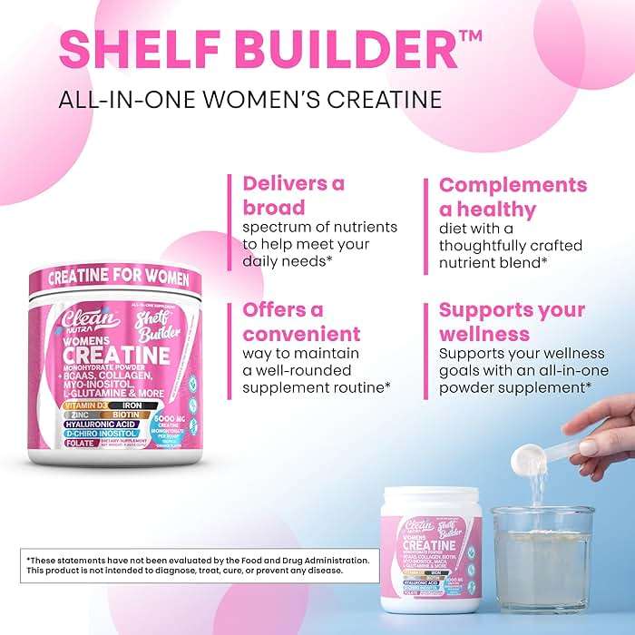 Creatine for Women | Creatine Monohydrate + BCAA Powder Myo-Inositol Collagen Biotin Hyaluronic Acid Folate L Glutamine Vitamin D3 Iron Zinc D-Chiro-Maca Digestion Shelf Builder By Clean Nutra - Image 6