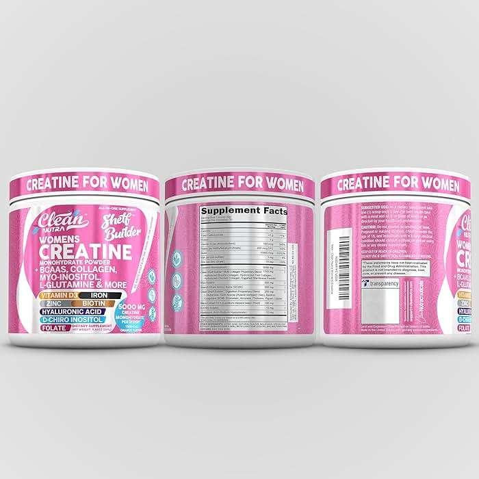 Creatine for Women | Creatine Monohydrate + BCAA Powder Myo-Inositol Collagen Biotin Hyaluronic Acid Folate L Glutamine Vitamin D3 Iron Zinc D-Chiro-Maca Digestion Shelf Builder By Clean Nutra - Image 9