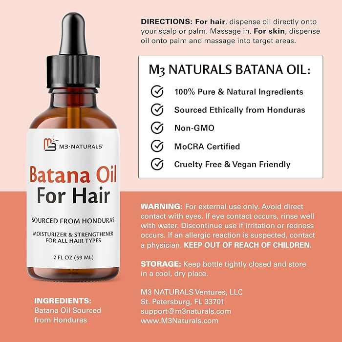 M3 Naturals Vegan Batana Oil | Unrefined Batana Oil for Hair & Skin | Supports Healthy Skin & Collagen Production | 100% Pure Batana & Non-GMO | 2 FL OZ (59 ML) - Image 2