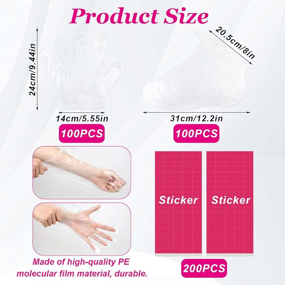 200Pcs Paraffin Wax Liners for Feet and Hand Disposable Paraffin Wax Bath Liners Plastic Hand and Foot Bags Larger and Thicker Paraffin Baths Gloves for Hand, Foot Covers - Image 2