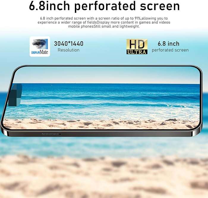 KURSARKEE 14 ProMA X Unlocked Cell Phone,Smartphone Long Battery Life 6.82" HD Screen Unlocked Phones, 16+512GB Android 13.0 with 128G Memory Card, Dual SIM/Fingerprint Lock/Face ID/GPS (Black) - Image 4