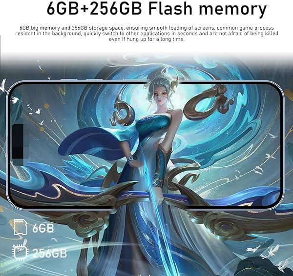 KURSARKEE 14 ProMA X Unlocked Cell Phone,Smartphone Long Battery Life 6.82" HD Screen Unlocked Phones, 16+512GB Android 13.0 with 128G Memory Card, Dual SIM/Fingerprint Lock/Face ID/GPS (Black) - Image 6