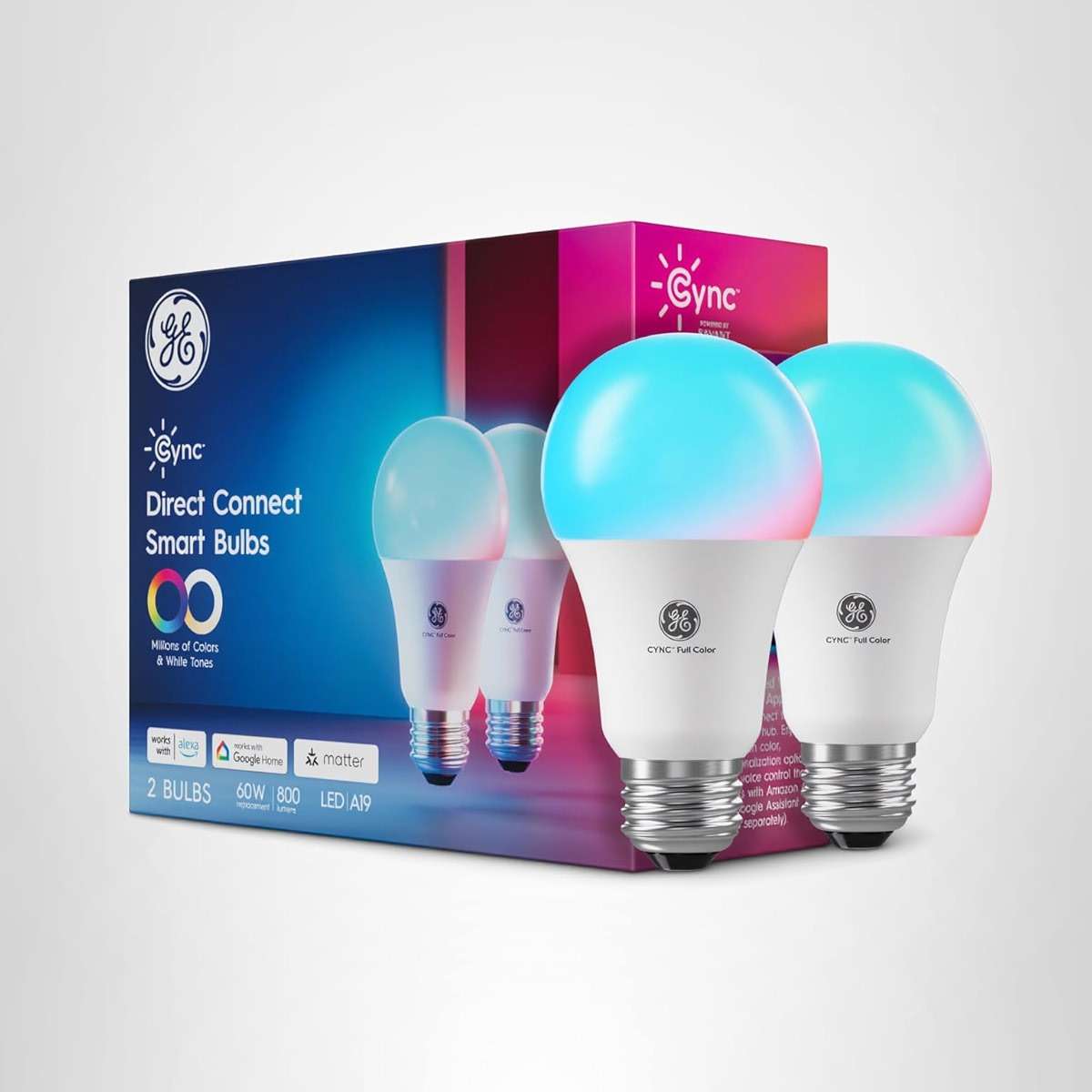 Cync GE A19 LED Smart Light Bulbs, Room Decor Aesthetic Bluetooth and WiFi Color Changing Lights, LED Indoor Light Bulb, Compatible with Alexa and Google (2 Pack) - Image 10