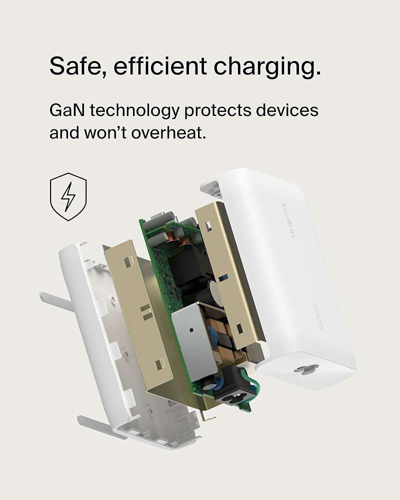 Belkin 4-Port USB C Charger Block 200W - GaN Multi-Port Charger USB-C PD3.1 Fast Charge + 5ft Power Cord - MacBook, iPhone 17, Air, iPad, Samsung Galaxy S25, Google Pixel 10, Nintendo Switch 2 - White - Image 5