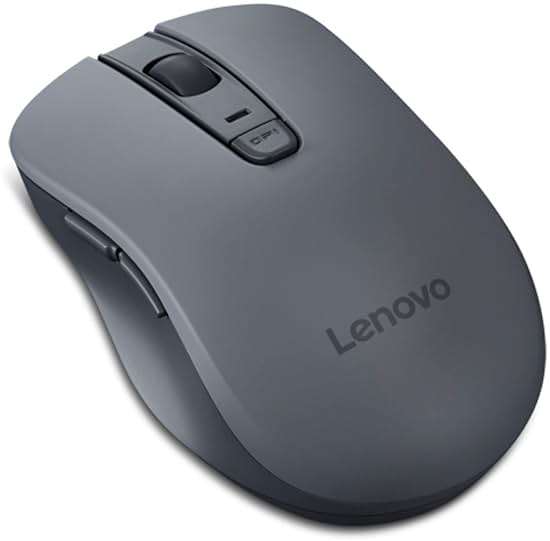 Lenovo WL310 Bluetooth Silent Mouse, Ergonomic, Adjustable DPI, Silent Clicks, Bluetooth 5.0, Portable for Windows, Mac, and Chromebook, Grey - Image 1