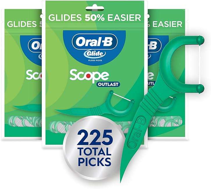 Oral-B Glide Mint Dental Floss Picks with Long Lasting Scope Flavor, 3 Pack of 75 Picks (225 Total) - Image 1