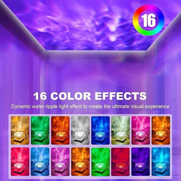 TGYWCHY Ocean Wave Projector Lamp,Northern Lights Aurora Projector Light,16 Colors Gradual Rotating Flame Water Lamp,Cube Night Light with Remote Control for Living Room Bedroom Decor Hotel, etc - Image 4