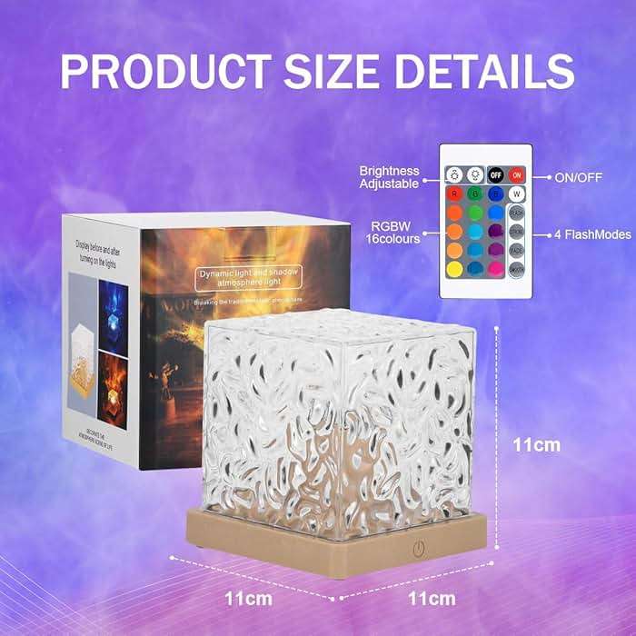 TGYWCHY Ocean Wave Projector Lamp,Northern Lights Aurora Projector Light,16 Colors Gradual Rotating Flame Water Lamp,Cube Night Light with Remote Control for Living Room Bedroom Decor Hotel, etc - Image 9