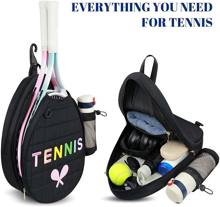 NZNDB Tennis Bags for Women Girl, Tennis Sling Crossbody Backpack, Water Resistant Tennis Bag for Pickleball, Tennis, Racketball - Image 3