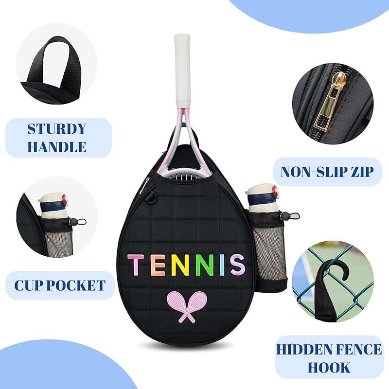 NZNDB Tennis Bags for Women Girl, Tennis Sling Crossbody Backpack, Water Resistant Tennis Bag for Pickleball, Tennis, Racketball - Image 5