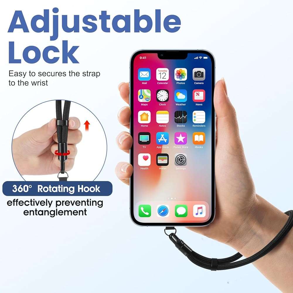 knIykmr Phone Lanyard, 2 Pack Adjustable Cell Phone Lanyard Strap, Hand Wrist Strap Lanyard with Tether Tabs for Smartphones - Image 4