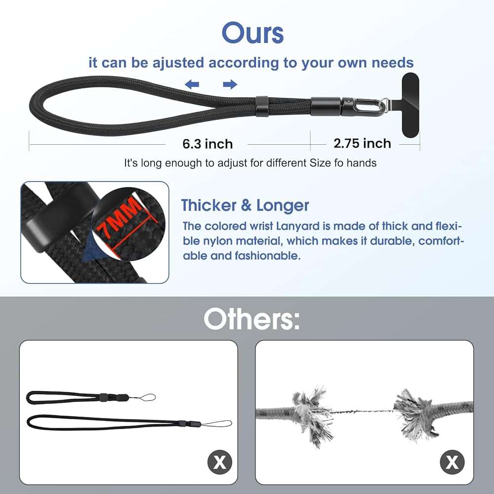 knIykmr Phone Lanyard, 2 Pack Adjustable Cell Phone Lanyard Strap, Hand Wrist Strap Lanyard with Tether Tabs for Smartphones - Image 7