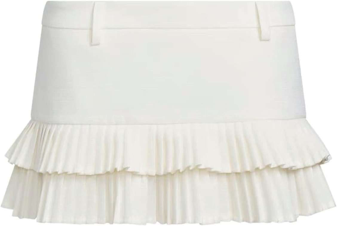 LTZYLS Mini Skirts for Women Ruffle Micro Pleated Linen Low Rise Going Out Concert Festival Y2K Skirt - Image 1