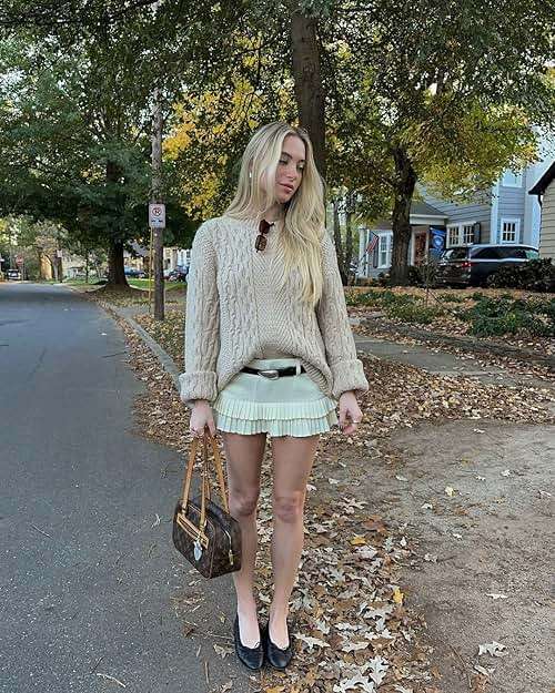 LTZYLS Mini Skirts for Women Ruffle Micro Pleated Linen Low Rise Going Out Concert Festival Y2K Skirt - Image 6