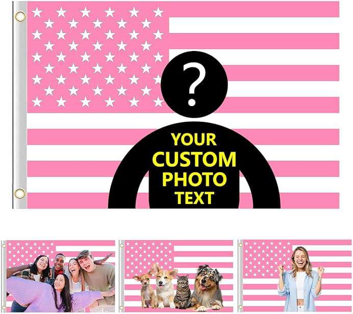 Custom Pink American Flag 3x5 Ft Design Your Own Image Tapestry Poster Flag for Clubs Concerts Bars Dorms Bedrooms Living Rooms Unique Personalized Decoration - Image 1