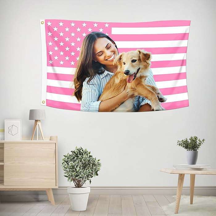Custom Pink American Flag 3x5 Ft Design Your Own Image Tapestry Poster Flag for Clubs Concerts Bars Dorms Bedrooms Living Rooms Unique Personalized Decoration - Image 2