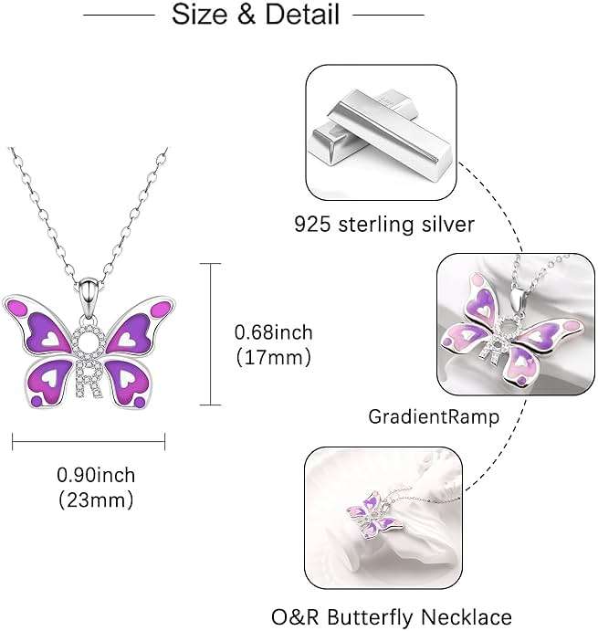 Tufeney O&R Butterfly Necklace for Women - 925 Sterling Silver O&R Jewelry O&R Butterfly Concert Outfit Accessories for Singer Fans - Image 5