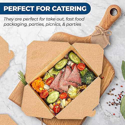 Paper To Go Boxes for Food [50 Pack - 30 Oz], Cardboard Take Out Food Containers Boxes | Kraft Fold Takeout Small Disposable Lunch Box Packaging, Chinese Take Home Away Containers Catering Deliveries - Image 6