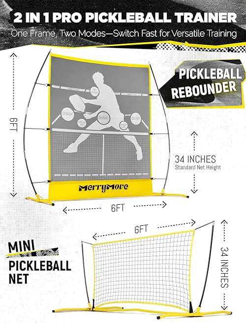 Pickleball Practice Rebounder Net: Pickleball Rebounder or 6FT Mini Pickle Ball Net Portable for Outdoor Driveway Backyard and Indoor Garage - 2in1 Trainer for Dink Volley Training - Image 2