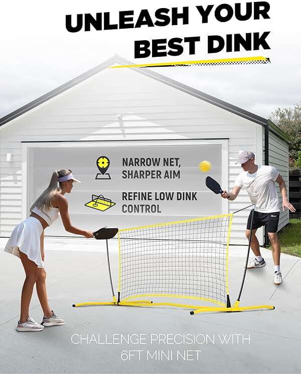 Pickleball Practice Rebounder Net: Pickleball Rebounder or 6FT Mini Pickle Ball Net Portable for Outdoor Driveway Backyard and Indoor Garage - 2in1 Trainer for Dink Volley Training - Image 5