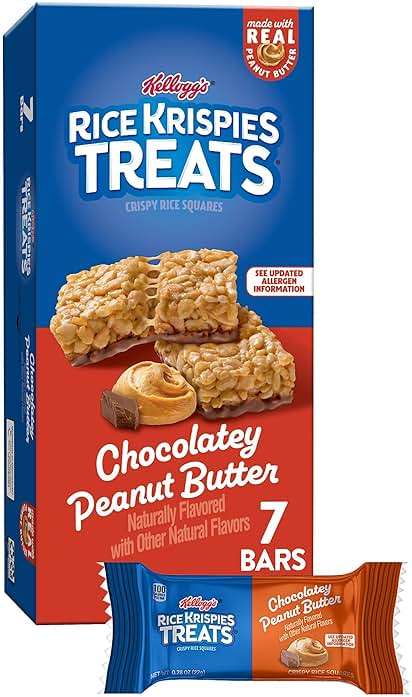 Rice Krispies Treats Crispy Rice Squares, Kids Snacks, Snack Bars, Chocolatey Peanut Butter, 5.4oz Box (7 Bars) - Image 1
