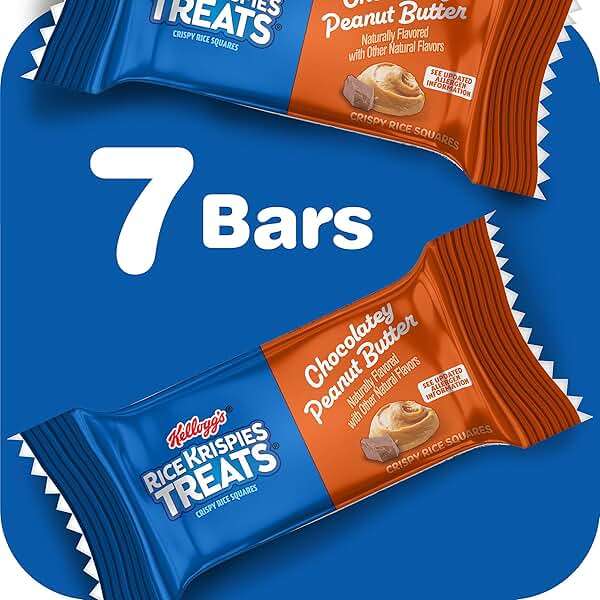 Rice Krispies Treats Crispy Rice Squares, Kids Snacks, Snack Bars, Chocolatey Peanut Butter, 5.4oz Box (7 Bars) - Image 4