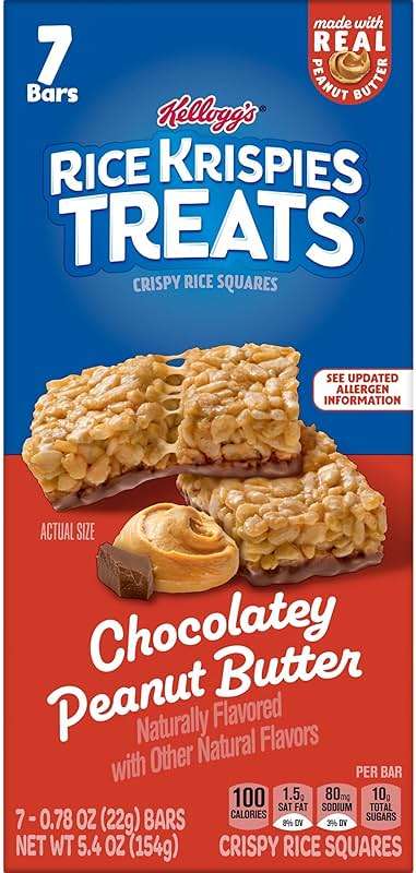 Rice Krispies Treats Crispy Rice Squares, Kids Snacks, Snack Bars, Chocolatey Peanut Butter, 5.4oz Box (7 Bars) - Image 7