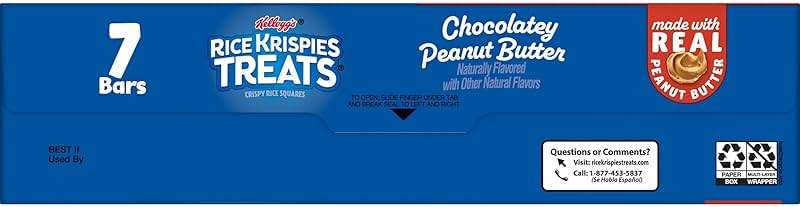 Rice Krispies Treats Crispy Rice Squares, Kids Snacks, Snack Bars, Chocolatey Peanut Butter, 5.4oz Box (7 Bars) - Image 9
