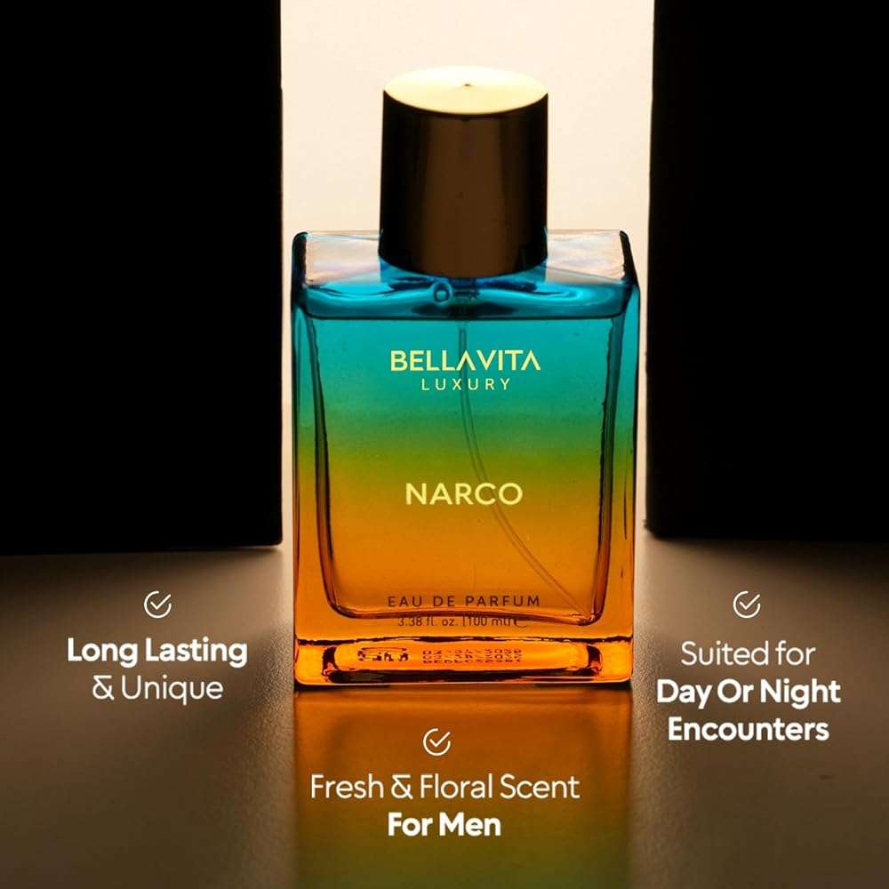 Bellavita Luxury Narco Eau de Parfum | 100 ml (3.4 fl.oz.) | Perfume for Men and Women | Floral, Bergamot, Jasmine, and White Musk Notes | Long Lasting Unisex Fragrance - Image 3