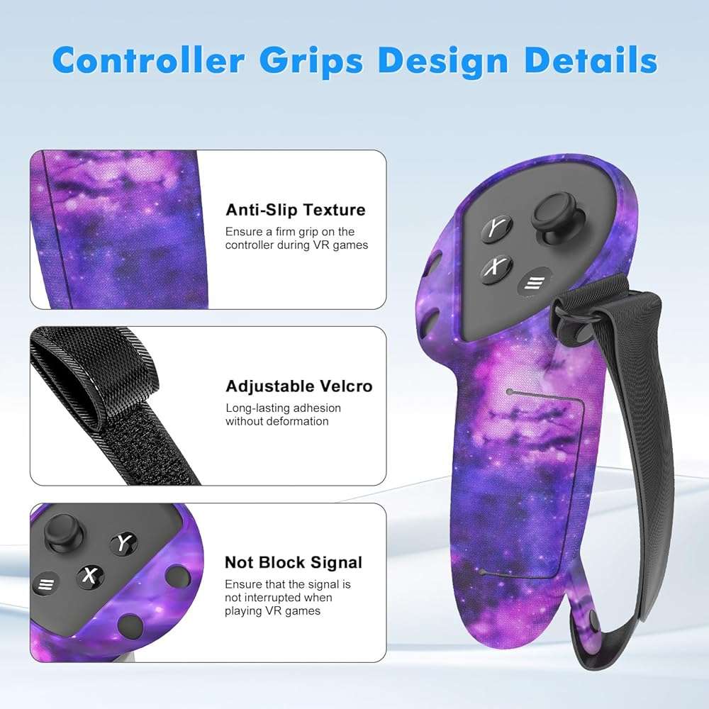 Silicone Cover Set for Meta Quest 3, Upgraded Design Full Protection for Quest 3, 4 in 1 VR Accessories Protective Cover for Oculus Quest 3, Ideal Present for Birthday and Christmas (Starlight Purple) - Image 3