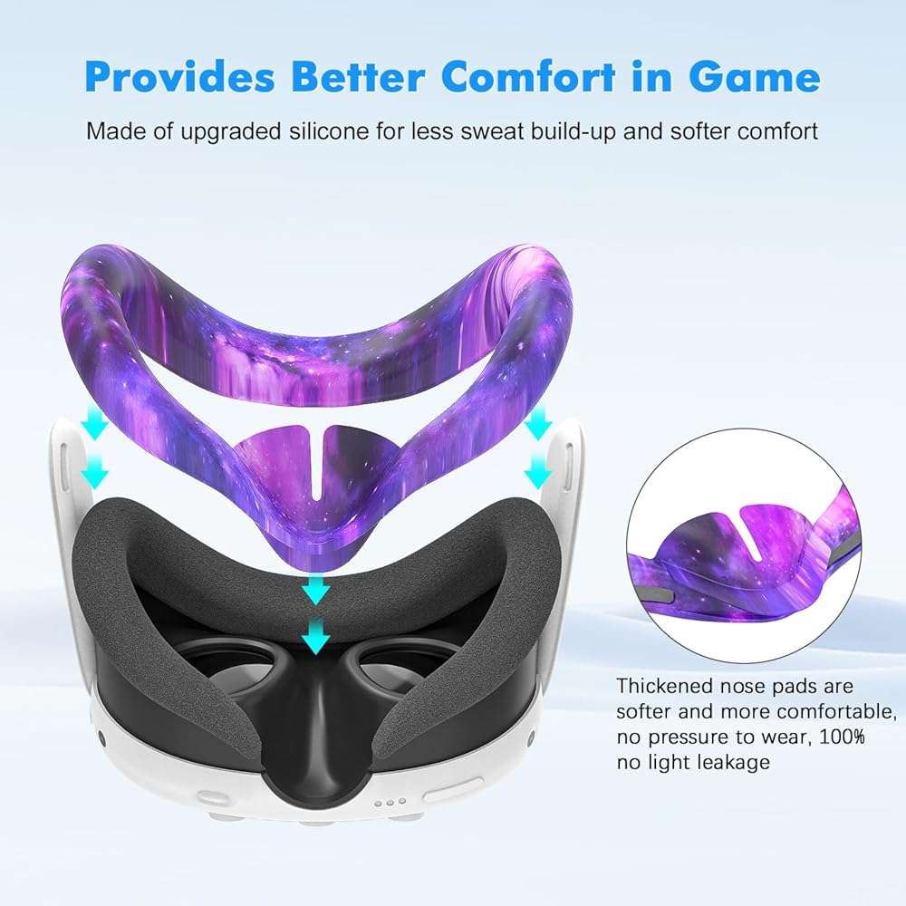 Silicone Cover Set for Meta Quest 3, Upgraded Design Full Protection for Quest 3, 4 in 1 VR Accessories Protective Cover for Oculus Quest 3, Ideal Present for Birthday and Christmas (Starlight Purple) - Image 5