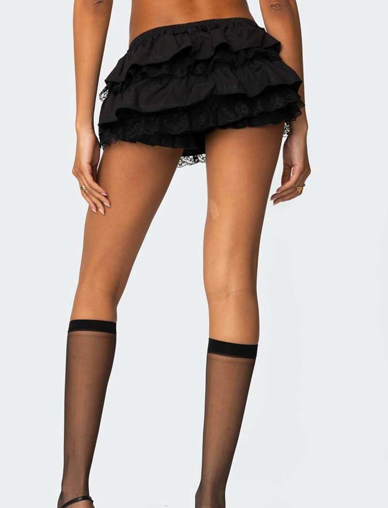 Seyumixi Women Lace Ruffle Bloomer Skirt Frill Tiered Short Skater Skirts Cute Layered Flowy A Line Mini Underskirt - Image 4