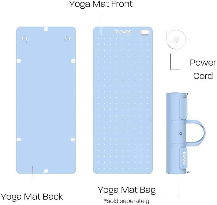 Faeves By Céleste Revitalizing LED Yoga Mat, Built-In LED Lights, Support Muscle Recovery, Improves Skin Texture and Circulation, Red & Blue Light Pad - Image 3