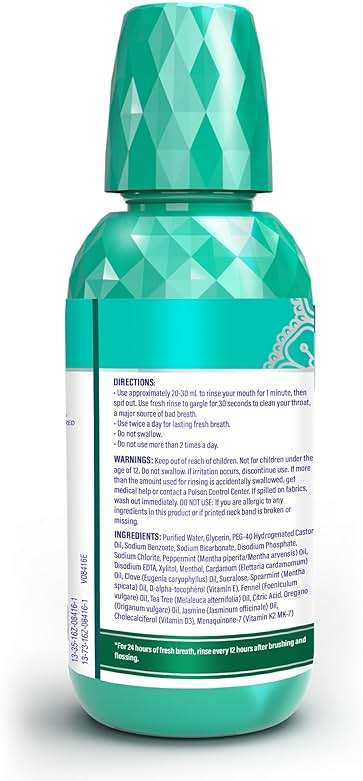 GuruNanda Fresh Breath Mouthwash – 12-Hour Fresh Breath & Helps Fight Bad Breath – ADA Accepted, Alcohol & Fluoride-Free Oral Rinse, Wild Mint - 16 oz, Pack of 2 - Image 9