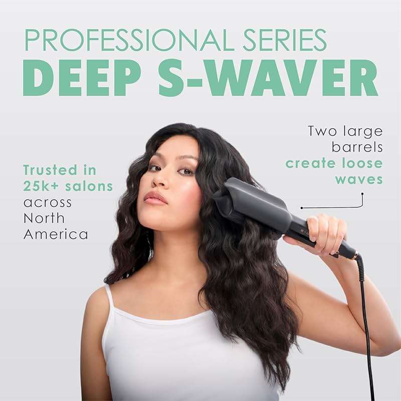 MINT Double Barrel Mermaid Hair Waver for Long Hair | Ionic Deep Waver Tool Creates Volume & Large Beach Waves | Wave Crimper Tool | Waving Iron with Adjustable Temperature - Image 2