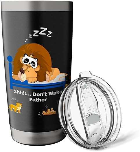 Lion Sleeping Father Gifts Father's Day Birthday Christmas Stainless Steel Insulated Tumbler - Image 6