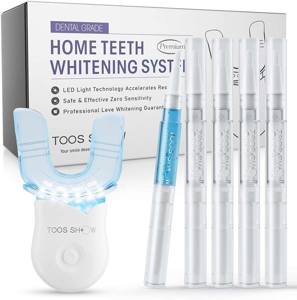 Teeth Whitening Kit for Sensitive Teeth,with 4 x 35% CP Pen & 1 Remineralization Pen,LED Accelerator Light Non,Tooth Whitener Professional Oral Care Gently Yet Effectively Removes Stains - Image 1