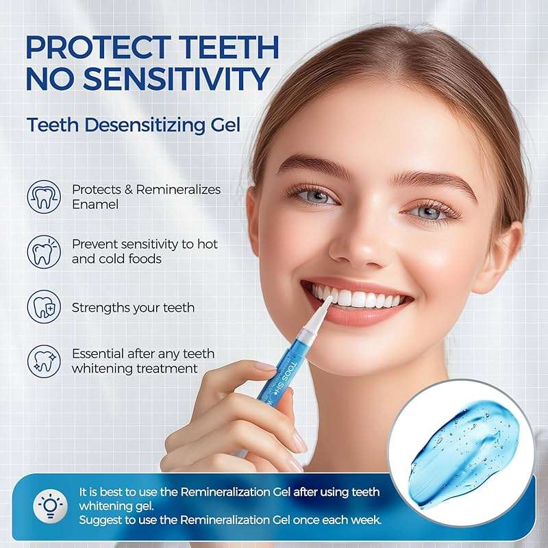 Teeth Whitening Kit for Sensitive Teeth,with 4 x 35% CP Pen & 1 Remineralization Pen,LED Accelerator Light Non,Tooth Whitener Professional Oral Care Gently Yet Effectively Removes Stains - Image 3