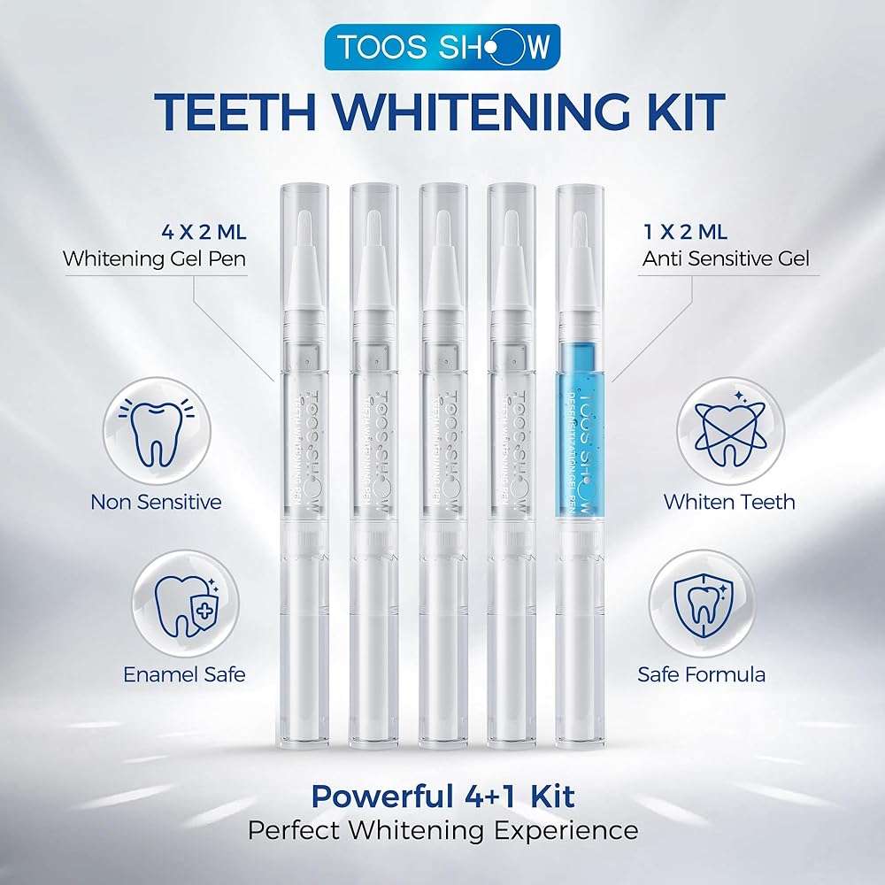 Teeth Whitening Kit for Sensitive Teeth,with 4 x 35% CP Pen & 1 Remineralization Pen,LED Accelerator Light Non,Tooth Whitener Professional Oral Care Gently Yet Effectively Removes Stains - Image 6