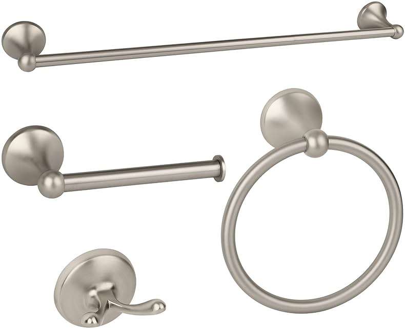 Ntipox 4-Piece Brushed Nickel Bathroom Hardware Accessories Set, 24 Inch Towel Bar, Towel Rack, Bathroom Towel Holder - Image 1