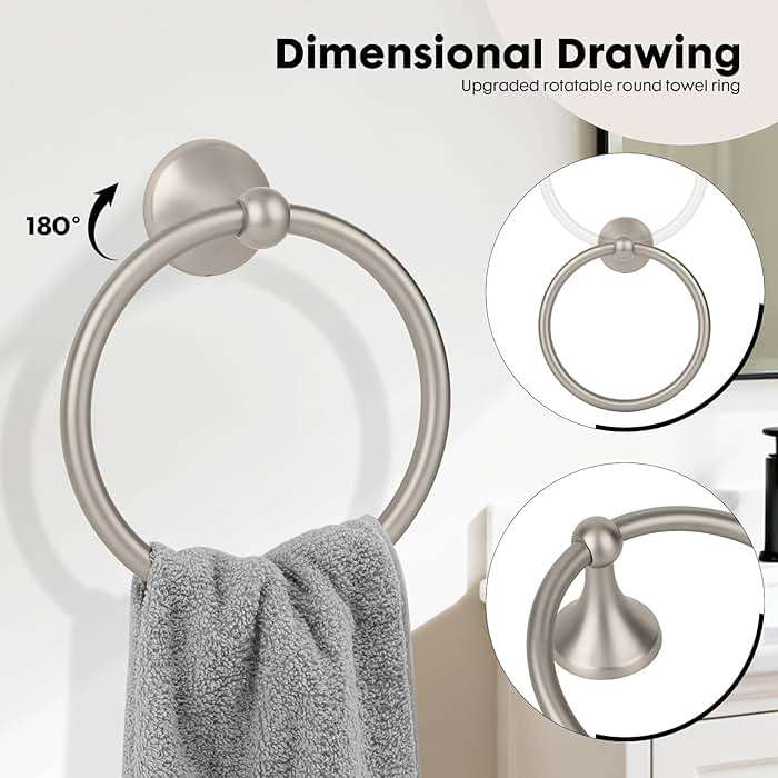 Ntipox 4-Piece Brushed Nickel Bathroom Hardware Accessories Set, 24 Inch Towel Bar, Towel Rack, Bathroom Towel Holder - Image 5
